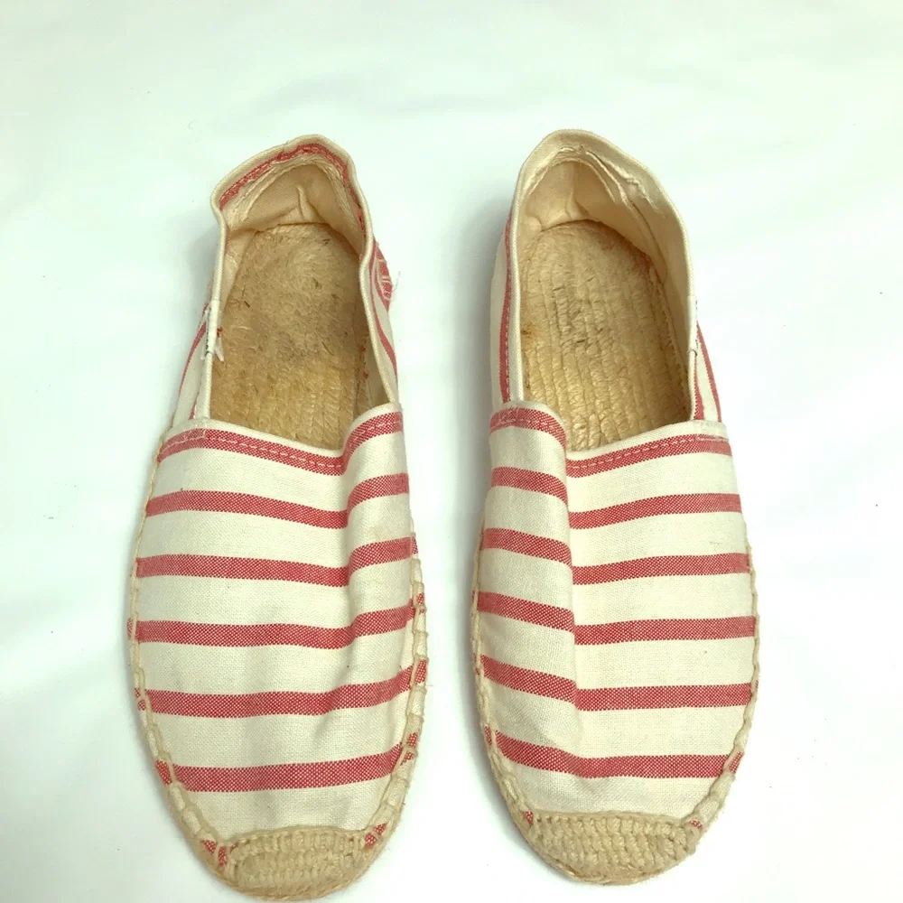 Soludos Red Stripe Espadrille Flats Size 7 Summer Canvas Shoes